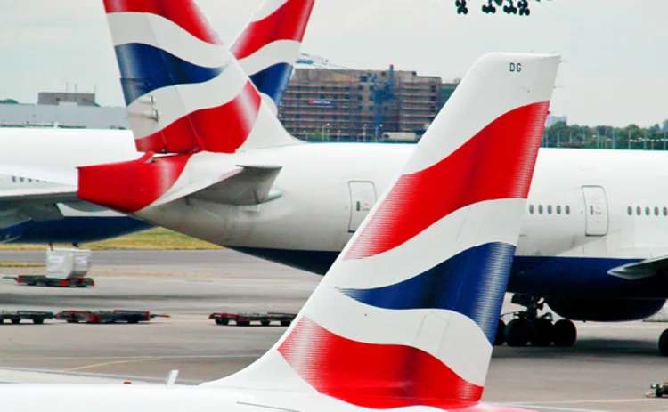 Grounded British Airways planes with one landing