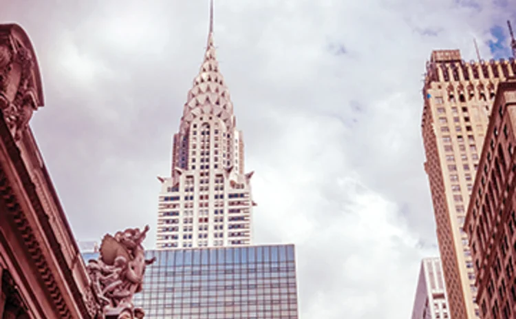Photograph of the New York City skyline including the Chrysler Building
