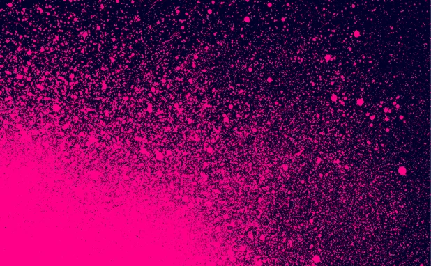 Hot pink grunge spray paint on black background vector illustration