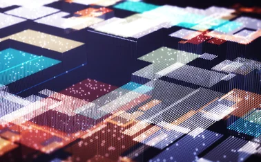 Futuristic digital background featuring glowing data streams and binary code over a deep blue grid, symbolizing big data, analytics, and high-speed information processing in a virtual network environment.