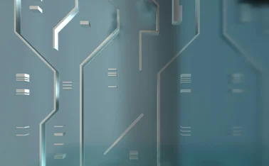 Abstract digital circuit pattern representing artificial intelligence, data processing, and automation technology.