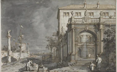 Capriccio: A Palace with a Courtyard by the Lagoon, c. 1750–55. Antonio Canaletto (Italian, 1697–1768).