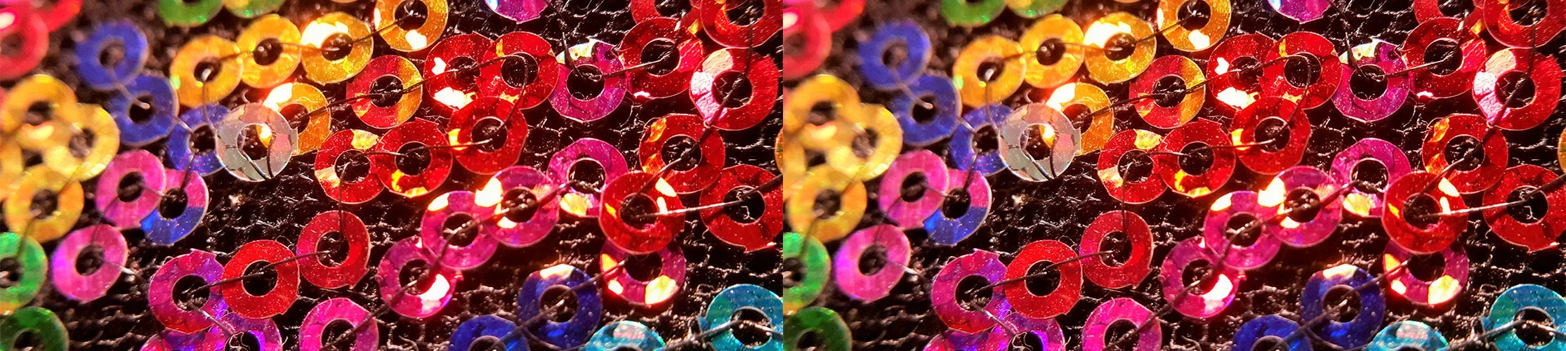 Colorful sequins stitched together