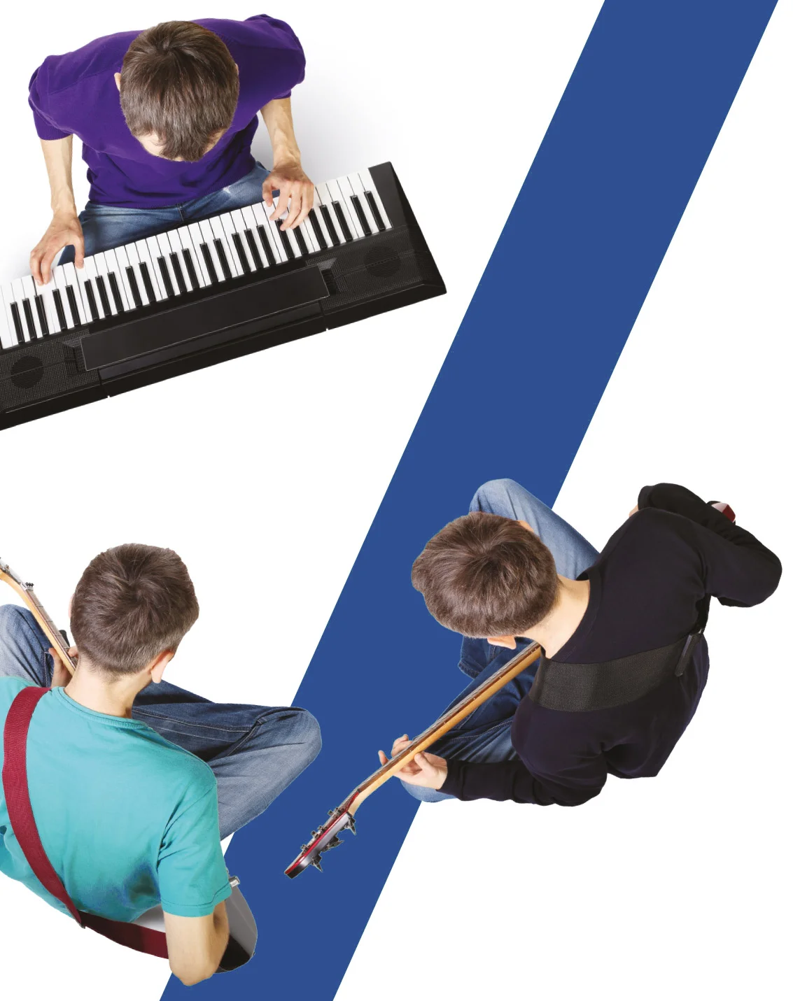 People playing instruments in a band.