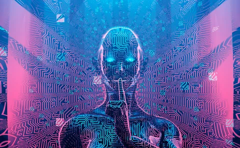 Illustration of a robot holding its finger to its lips