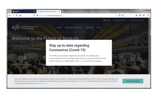World Federation of Exchanges Covid-19 site world-federation-of-exchanges-covid-19-website