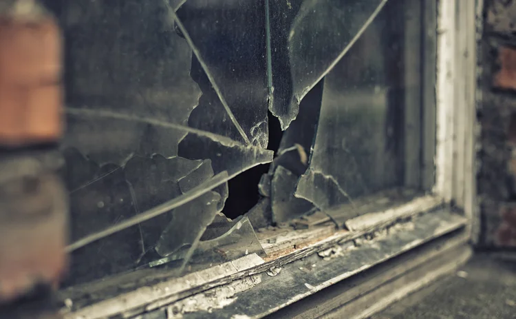 broken window glass crack