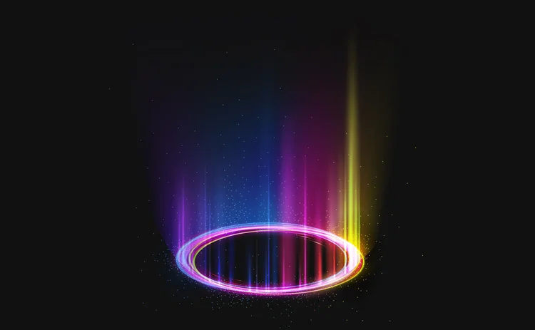 glowing rainbow circle on black background