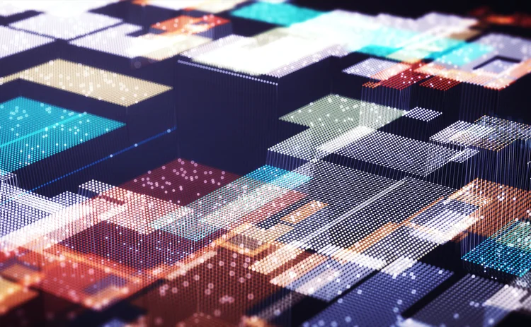 Futuristic digital background featuring glowing data streams and binary code over a deep blue grid, symbolizing big data, analytics, and high-speed information processing in a virtual network environment.