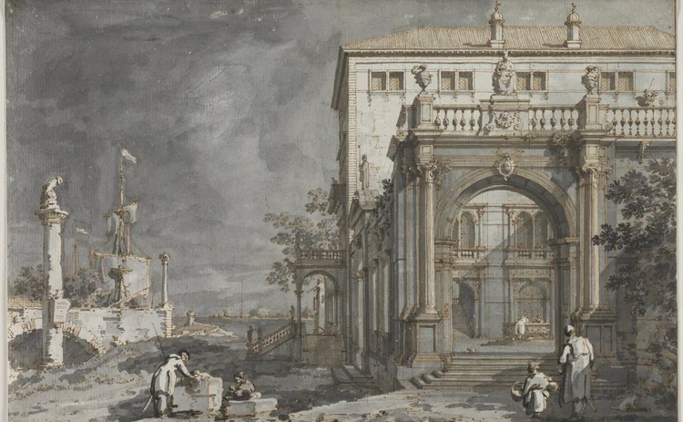 Capriccio: A Palace with a Courtyard by the Lagoon, c. 1750–55. Antonio Canaletto (Italian, 1697–1768).