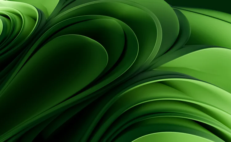 Abstract background with swirling and flowing shapes in shades of green, creating a dynamic, organic, and visually engaging design - stock photo