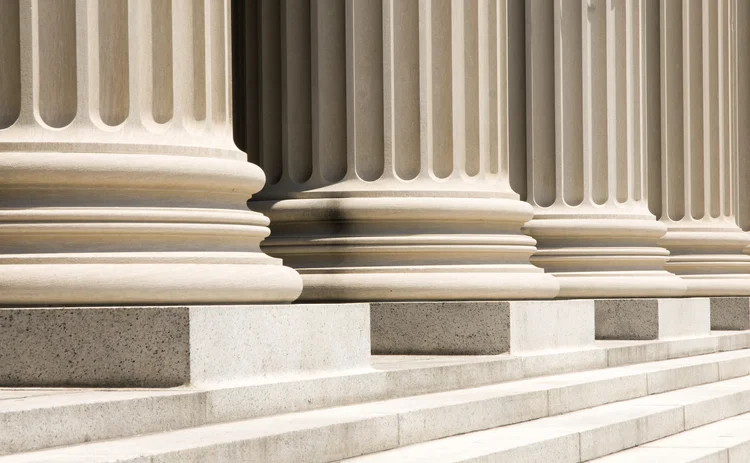 Column Bases and steps - stock photo