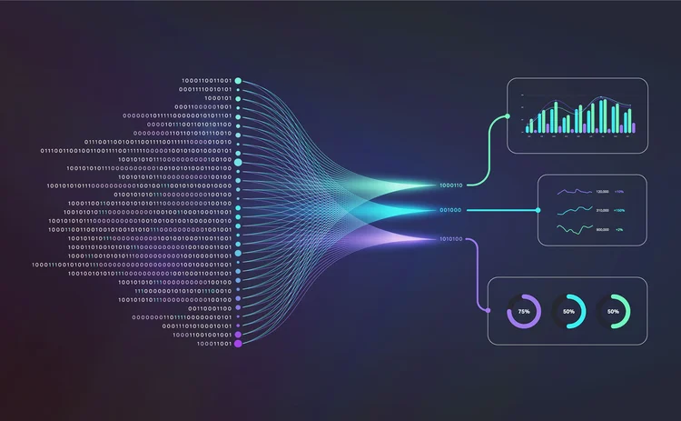 Data at the left side is filtered to create clear analysis on the right side