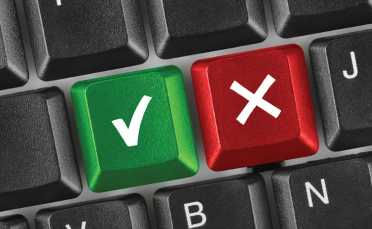 Computer keyboard showing approved and declined keys Computer keyboard showing approved and declined keys