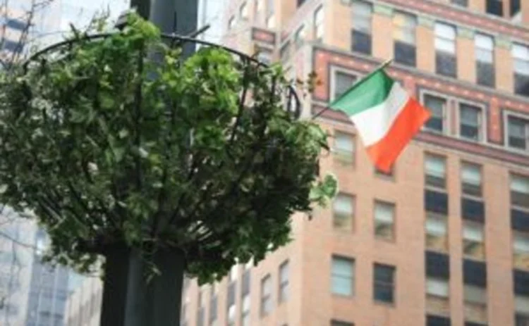 Irish flag in a city