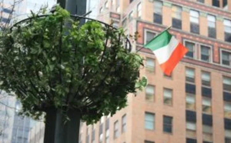 Irish flag in a city Irish flag in a city