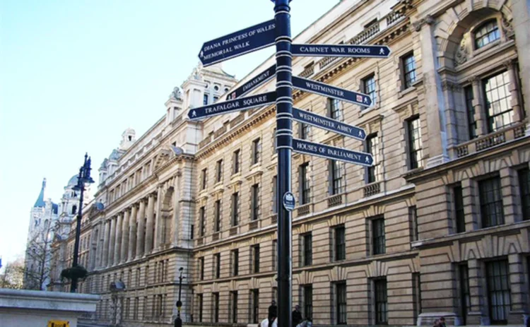 Street signs in Whitehall in London