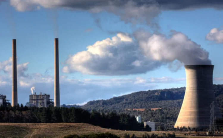 A coal power plant with a cooling tower