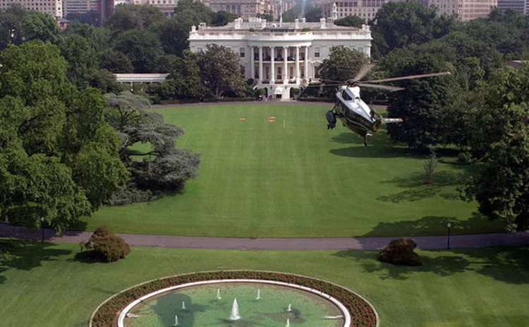 Marine One getting ready to land on the south lawn at the White House Marine One getting ready to land on the south lawn at the White House