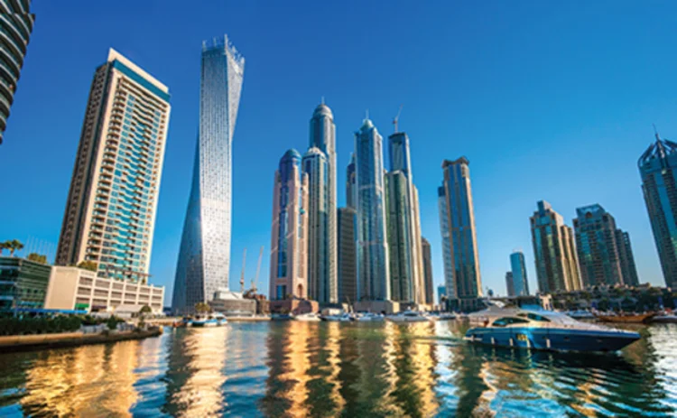 Skyscrapers in the Dubai Marina in the UAE Skyscrapers in the Dubai Marina in the UAE
