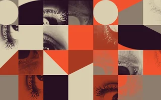 Abstract geometric vector pattern with transition effect - red, white, and black.