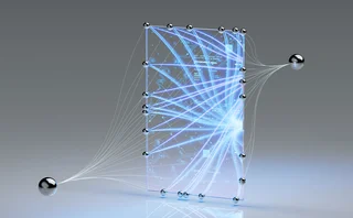 Neural Network Nodes Deep Learning Artificial Intelligence Machine Learning Model - stock photo