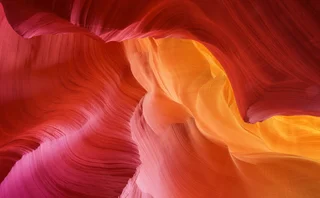 Color hues of stone in antelope canyon - stock photo
