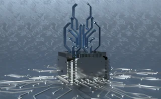 A central chip radiates connections, symbolizing intelligence, integration, and simplified digital systems.