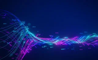 Big data analytics AI technology. Neural network and artificial intelligence analyzing complex information. Data flow and pipeline for automated business analytics illustration. High speed internet.