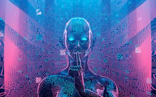 Illustration of a robot holding its finger to its lips