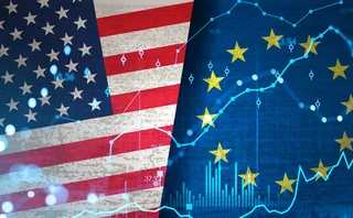 EU and US flags with some data graphics overlaid