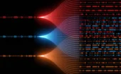 Binary data streams converge into a unified digital matrix, visualizing AI