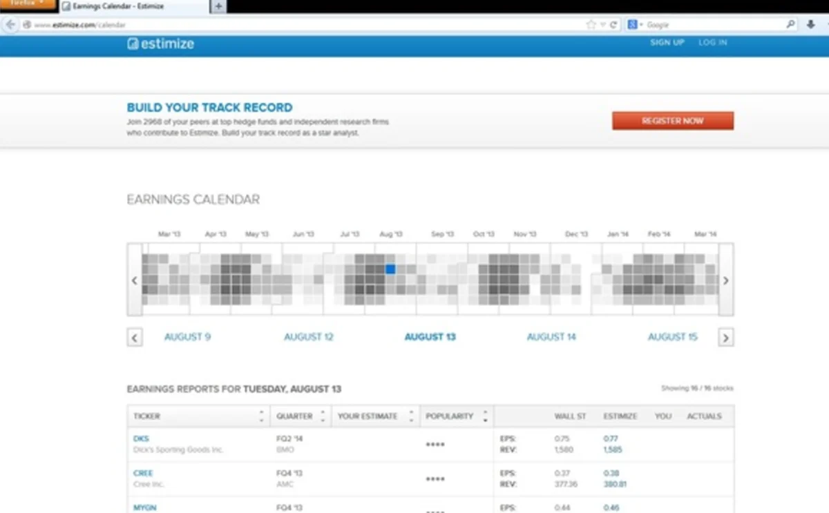Estimize Unveils Earnings Calendar for CrowdSourced Estimates