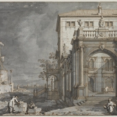 Capriccio: A Palace with a Courtyard by the Lagoon, c. 1750–55. Antonio Canaletto (Italian, 1697–1768).