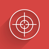white crosshair on red background with shadow